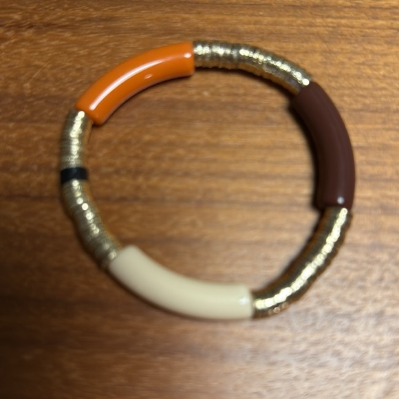 Set of 4 Allie+Bess Orange Brown and Gold Beaded Zo Bracelets Set - Picture 3 of 5